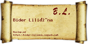 Bider Liliána névjegykártya
